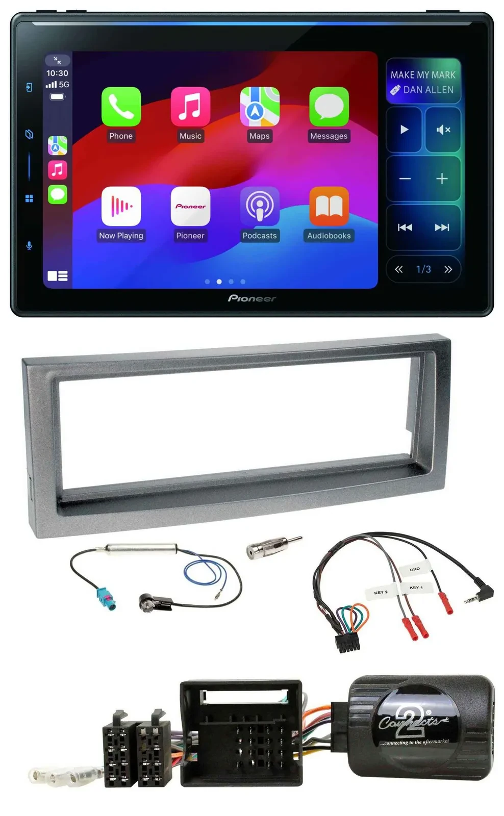 Pioneer Bluetooth DAB Lenkrad USB Autoradio für Citroen C5 ab 2005 grau-metallic