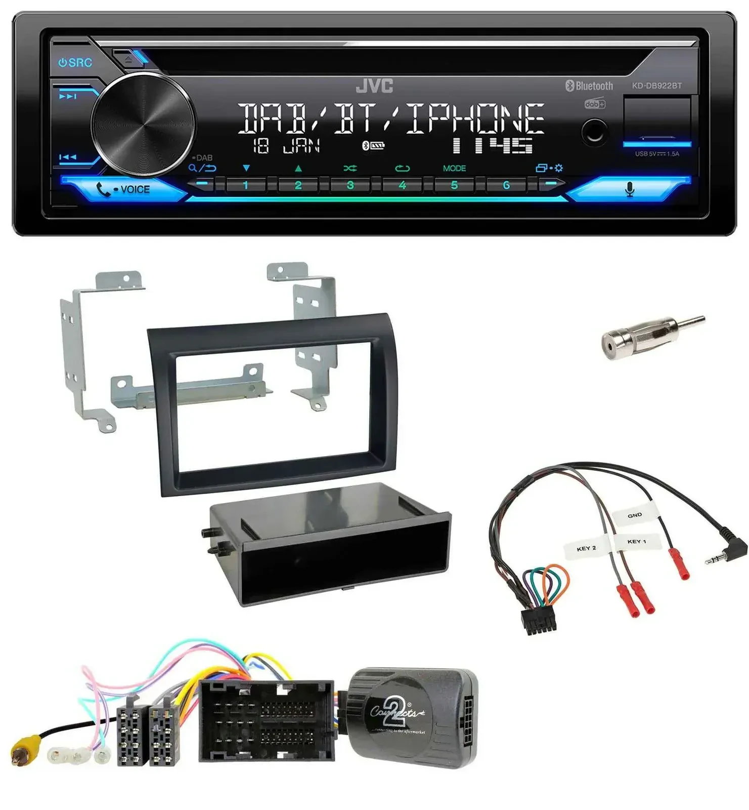 Автомагнитола для Citroen Jumper JVC Bluetooth, USB, DAB, CD, управление с руля