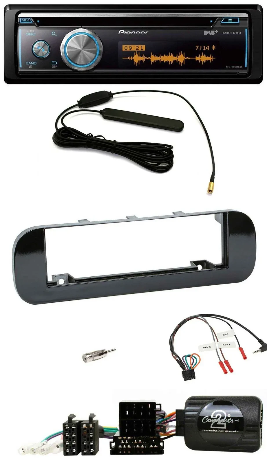 Pioneer CD USB Bluetooth DAB Lenkrad Autoradio für Fiat Panda 12-20 schwarz glän