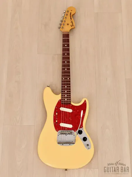 Электрогитара Fender Mustang 1969 Vintage Reissue MG69-65 SS Yellow White w/gigbag Japan 1996