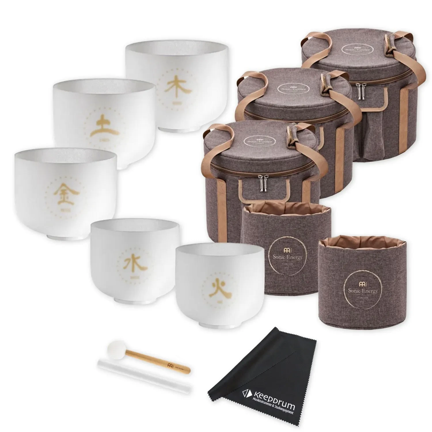 Meinl Sonic Energy TCMCSBSET5 Quarz-Klangschalen Set 5-Elemente mit Tuch
