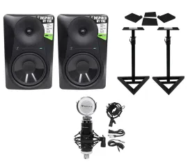 Студийные мониторы Mackie MR824 8", 85W (набор, пара) с конденсерным микрофоном, стойками и изоляционными пэдами