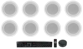 Rockville Commercial 70v Amp+Wifi Receiver+(8) 5" Ceiling Speakers 4 Restaurant