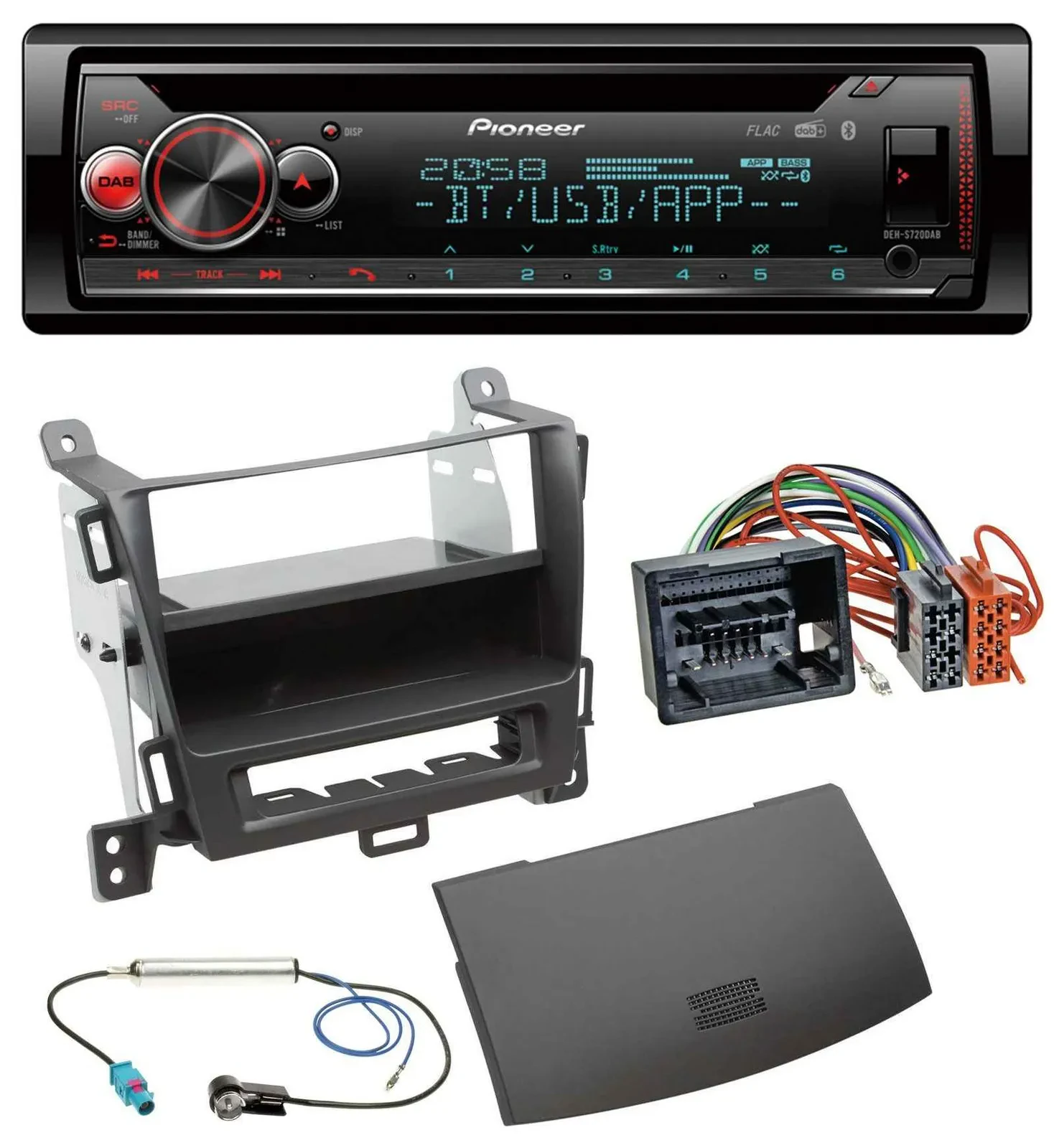 Pioneer MP3 DAB CD Bluetooth USB Autoradio für Opel Zafira Tourer ab 12 jet blac