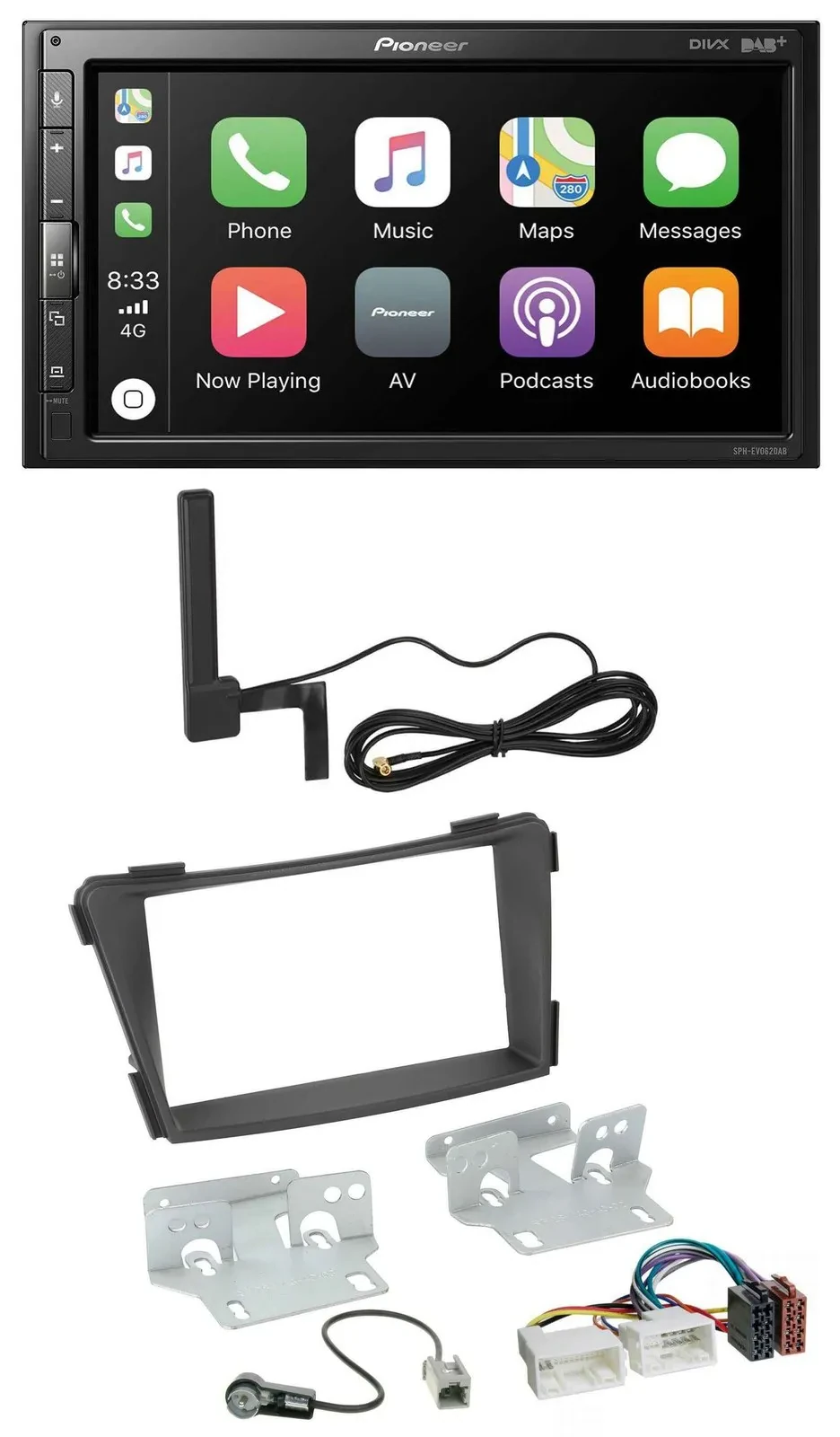 Автомагнитола для Hyundai i40 VF Pioneer 2DIN, USB, Bluetooth, DAB, MP3, черный