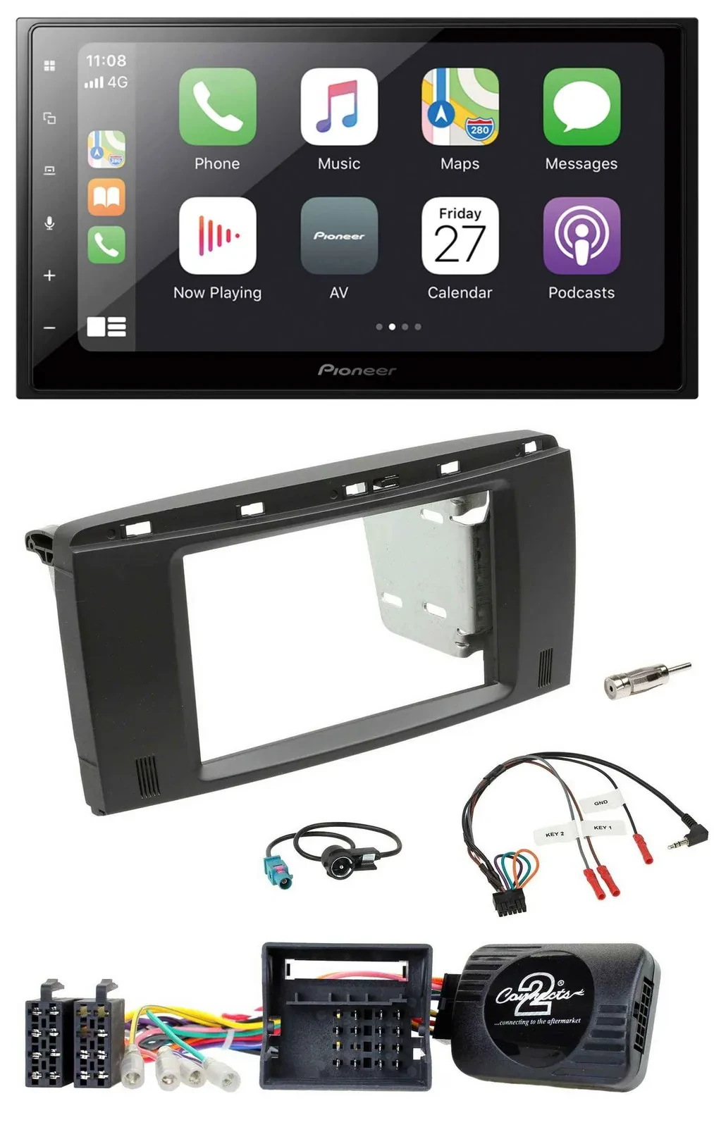 Pioneer Lenkrad Bluetooth DAB 2DIN USB Autoradio für Mercedes R-Klasse 2006-2012