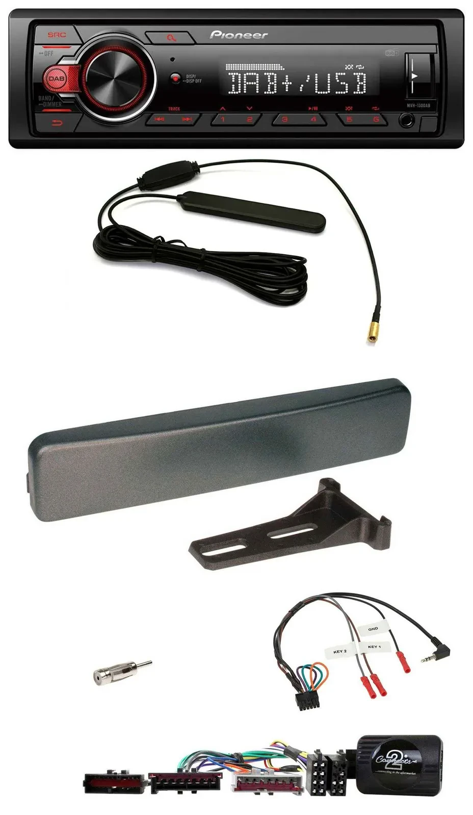 Pioneer MP3 DAB 1DIN Lenkrad USB Autoradio für Ford Mondeo Focus anthrazit