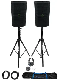 DJ Package w/ (2) Mackie Thump212XT 12" 1400w Powered Speakers+Stands+Headphones
