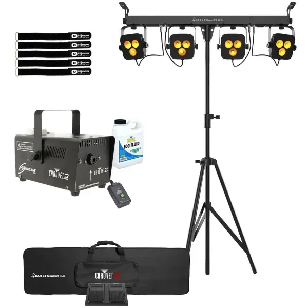 Chauvet DJ 4BAR LT QuadBT ILS Gig Band Live Lighting System with Fog Machine