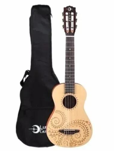 Luna Model UKE TAT 6 Baritone Size 6 String Spruce Top Mahogany Ukulele w/Bag