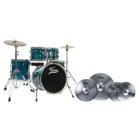 Jungle Drum-Set 16" Ahorn BassDrum Reflex Becken CBS4000 Ständer TTBL Pad Türkis