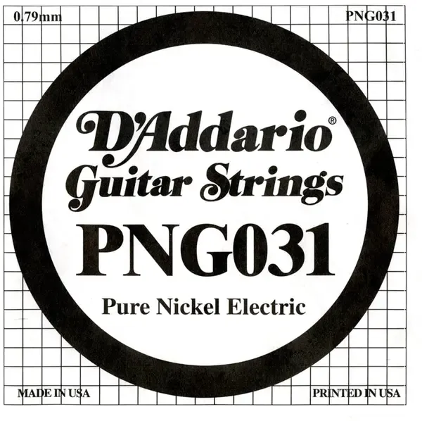 Струна для электрогитары D'Addario PNG031 XL Pure Nickel, никель, калибр 31