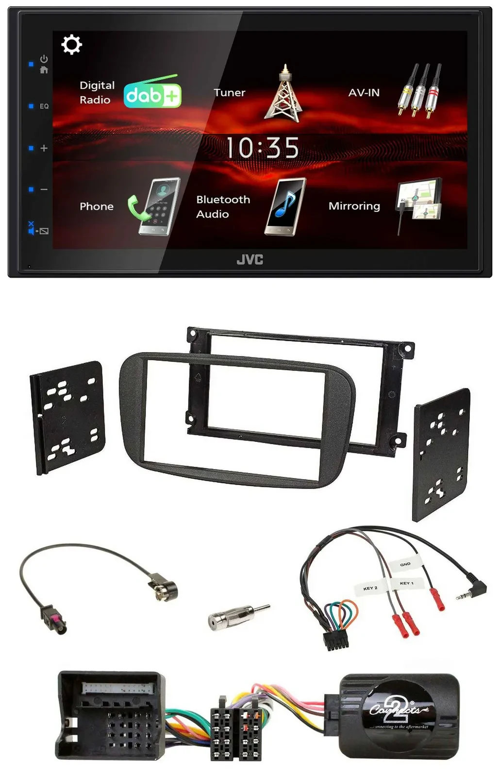 JVC USB Bluetooth Lenkrad DAB 2DIN Autoradio für Ford S-Max Mondeo 2007-2014 sch