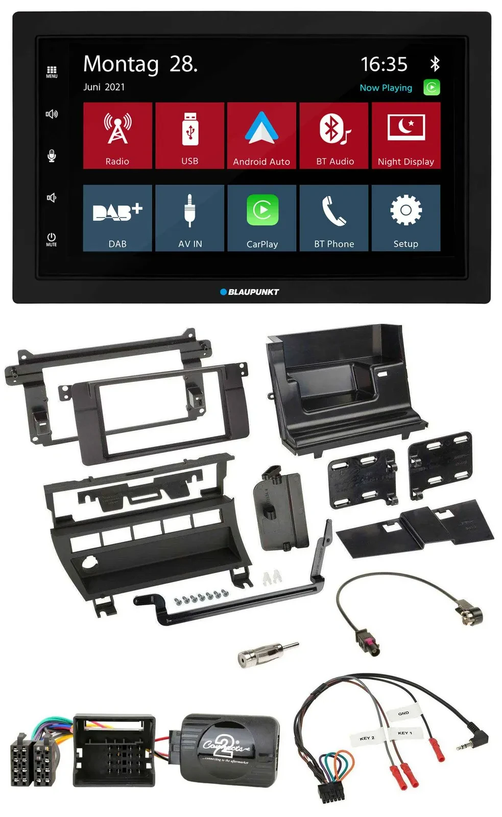 Blaupunkt Lenkrad Bluetooth DAB 2DIN USB Autoradio für BMW 3er 2001-2006 5 Schal
