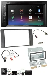Pioneer Bluetooth Lenkrad USB 2DIN DAB DVD Autoradio für Ford Kuga 08-12 anthraz