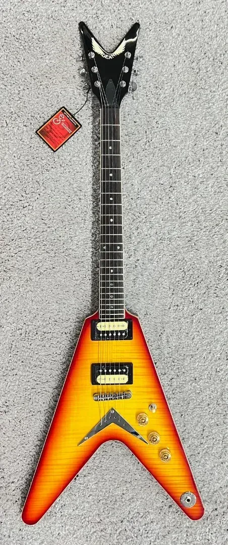 Dean V 79 Flame Maple Electric Guitar, Trans Cherry Sunburst, Right, V 79 FM TCS