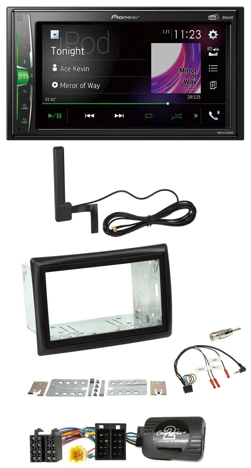 Автомагнитола для Renault Megane II (2005–2008) Pioneer 2DIN DAB Bluetooth MP3 с поддержкой кнопок на руле