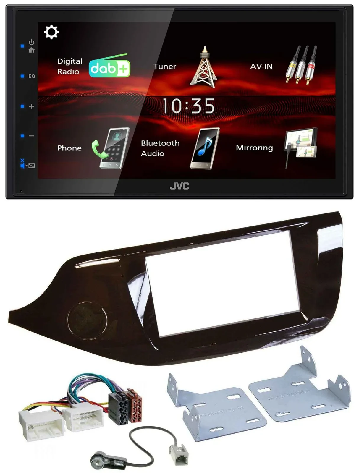 JVC USB Bluetooth MP3 DAB 2DIN Autoradio für Kia Ceed ab 12 glänzend