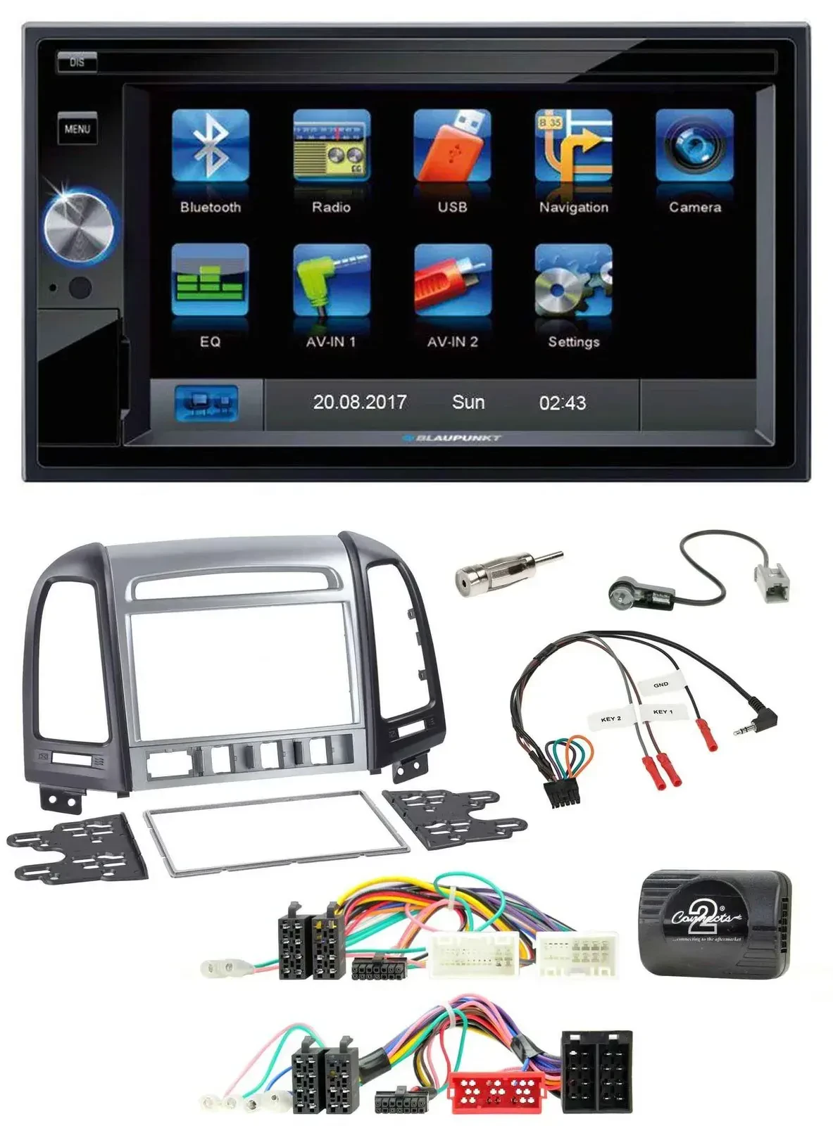 Blaupunkt SD Bluetooth 2DIN MP3 USB Lenkrad Autoradio für Hyundai SantaFe 2010-2