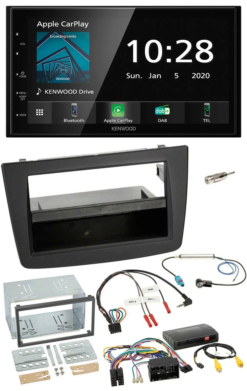 Kenwood Bluetooth Lenkrad DAB USB 2DIN Autoradio für Alfa Romeo Mito 14-18 Infoa