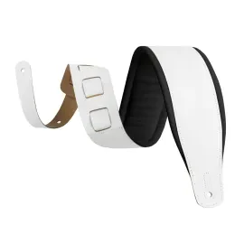 Levy's M26PD Amped Top Grain Leather 3" Guitar Strap, White/Black