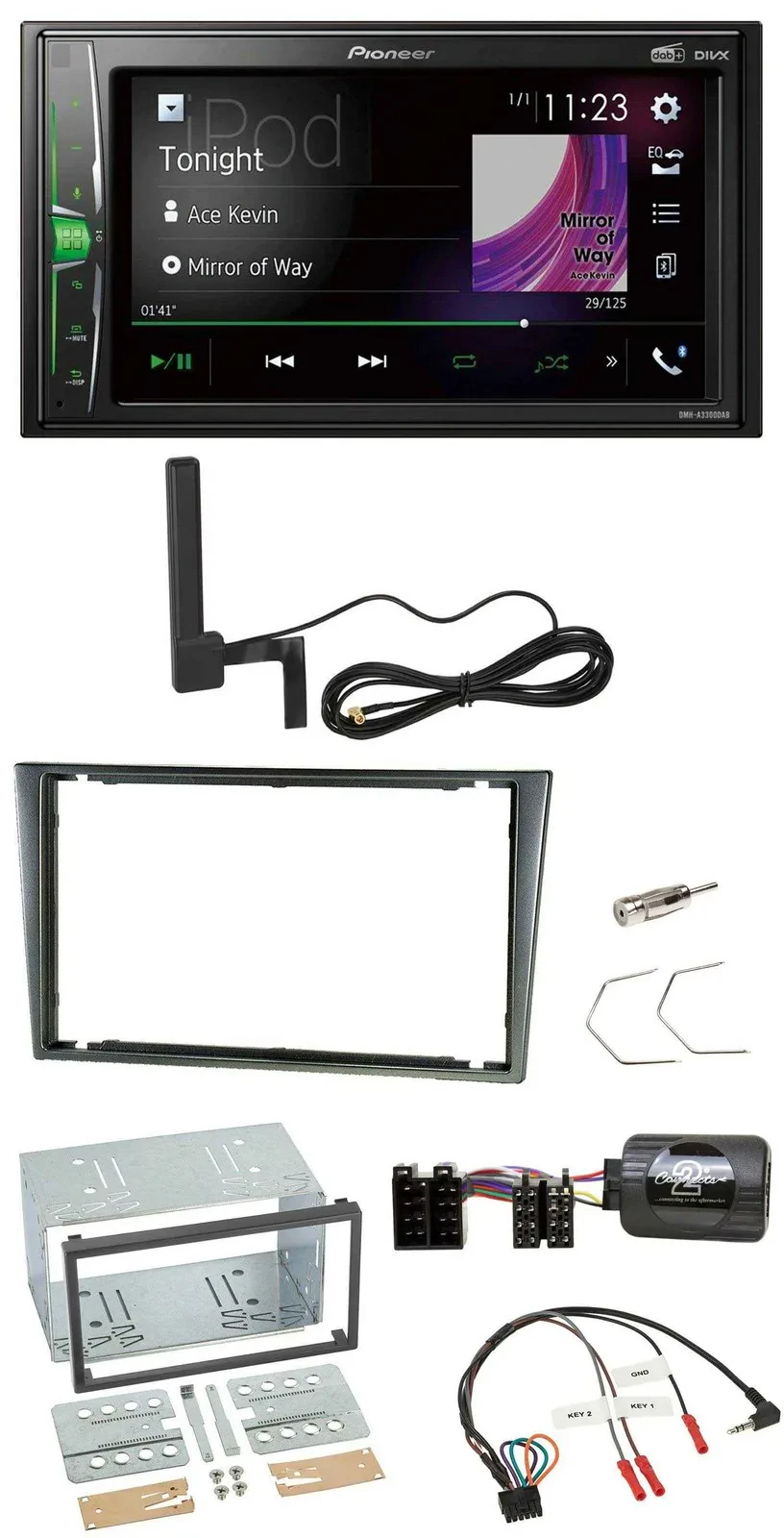 Pioneer MP3 DAB Lenkrad 2DIN Bluetooth Autoradio für Opel Corsa C 2000-2004 alum