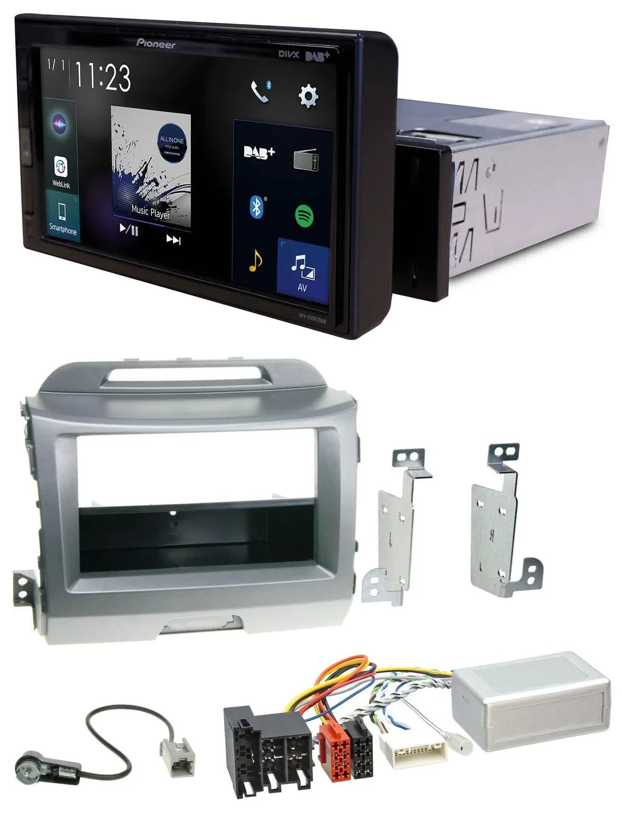 Pioneer DAB Lenkrad Bluetooth USB Autoradio für Kia Sportage 3 10-15 Navi silber