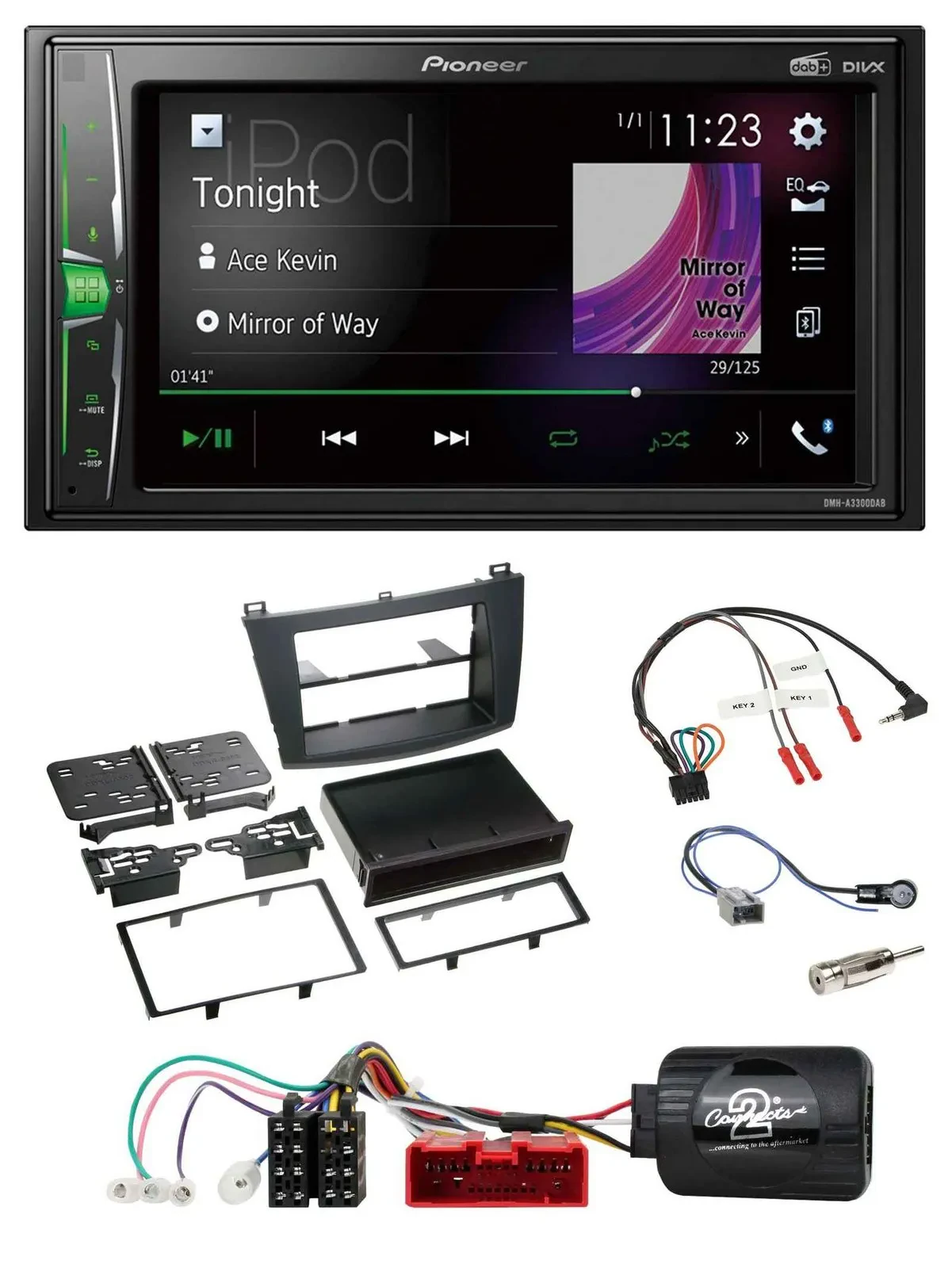 Pioneer 2DIN Lenkrad DAB USB Bluetooth Autoradio für Mazda 3 09-13 analog