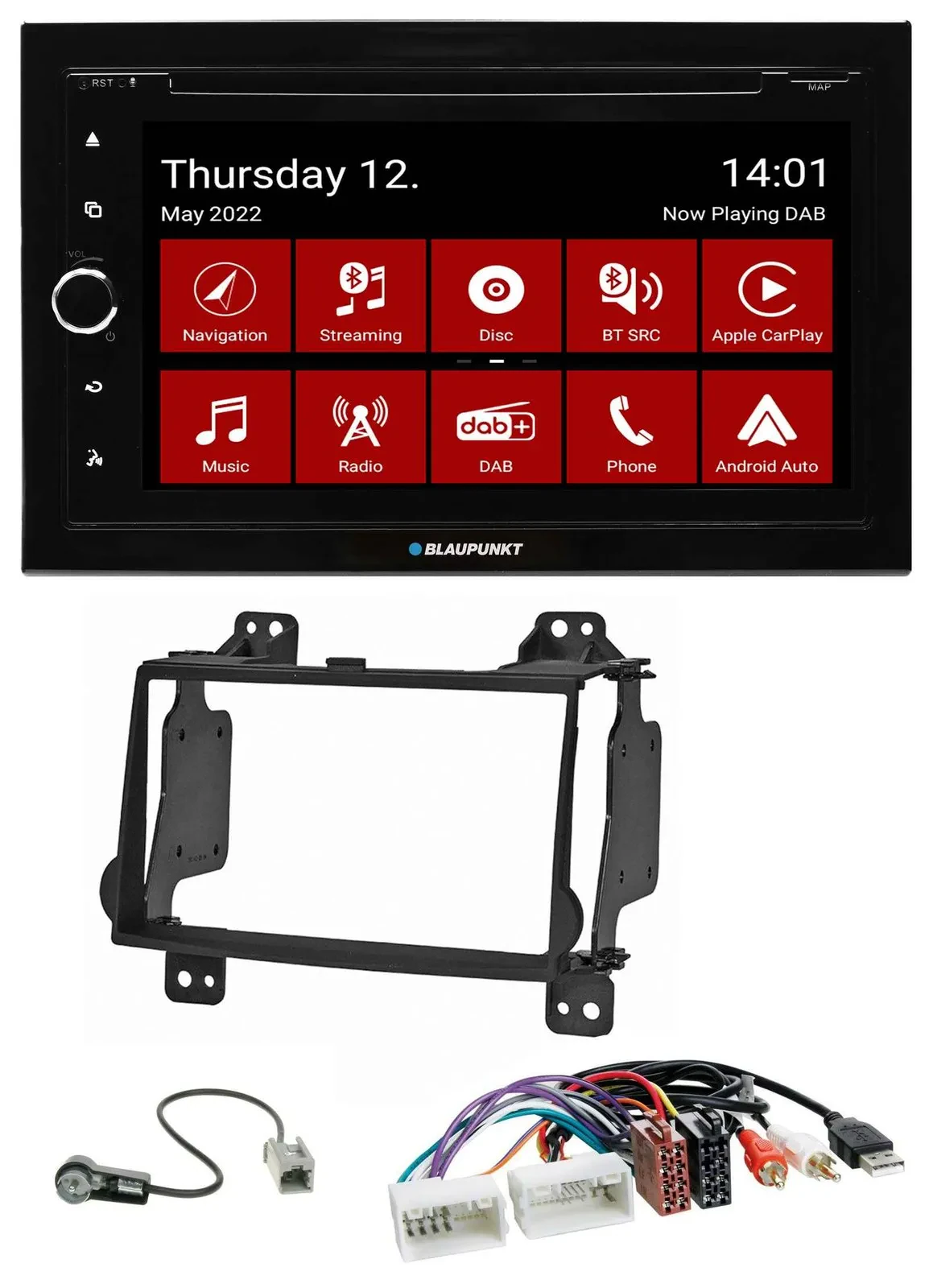 Blaupunkt MP3 DVD Bluetooth DAB 2DIN USB Autoradio für Hyundai H1 08-15 Aux-Eing
