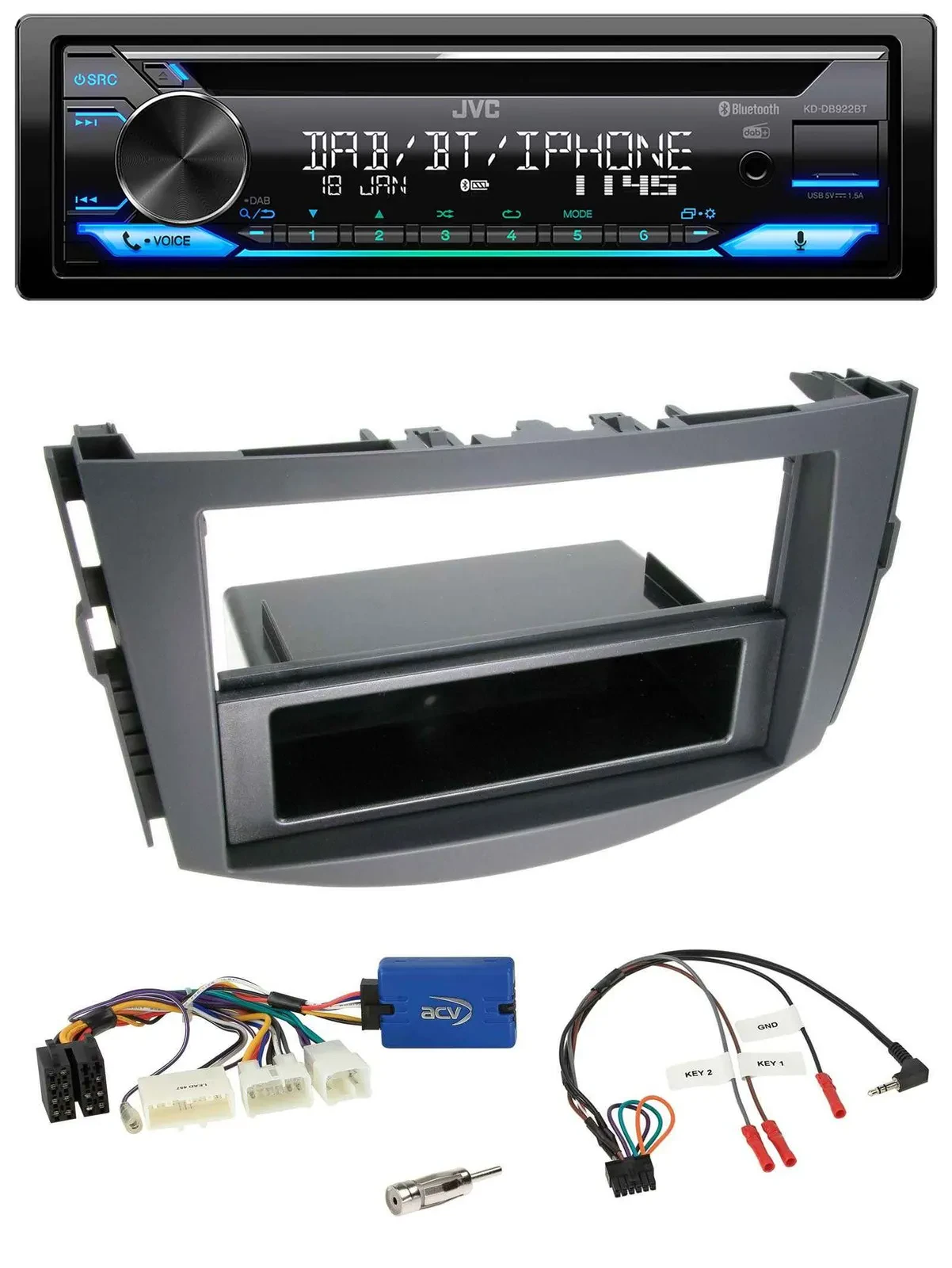 JVC Bluetooth Lenkrad USB DAB CD Autoradio für Toyota RAV-4 2011-2013