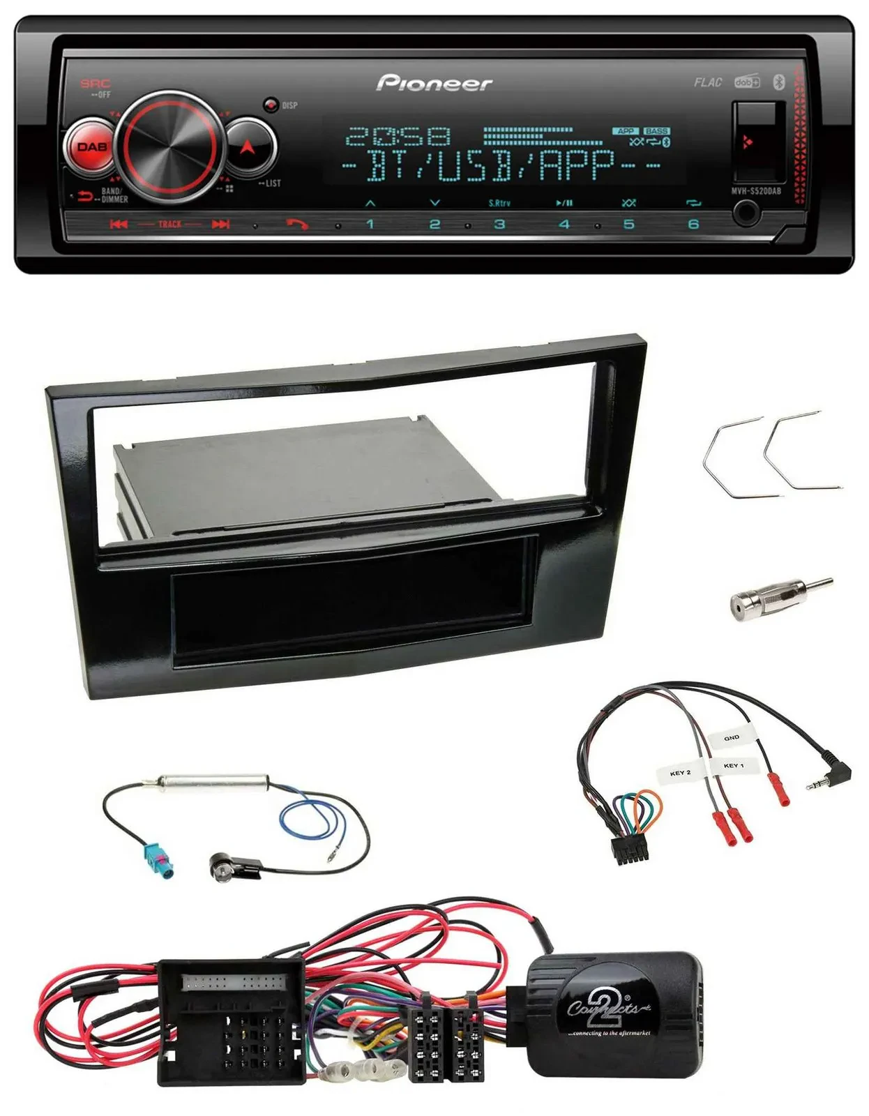 Автомагнитола для Opel Corsa D Pioneer Bluetooth USB DAB управление с руля черный глянец 2009–2014