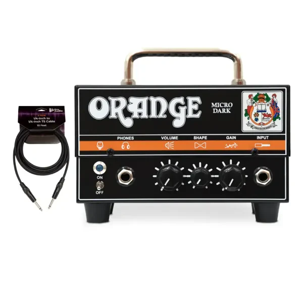 Orange Amplifiers Micro Dark Terror 20 Watt Tube Preamp Hybrid Amp Head Bundle