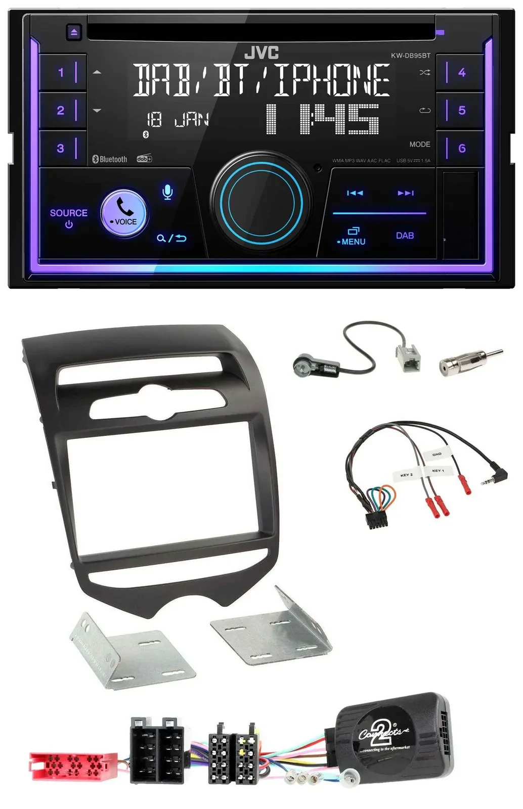 Автомагнитола JVC 2DIN DAB Bluetooth CD USB для Hyundai ix20 (с 2010)