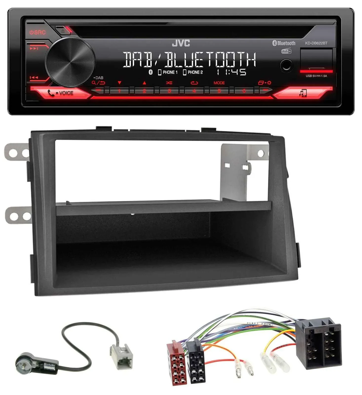 JVC CD DAB USB Bluetooth MP3 Autoradio für Kia Sorento II (XM, 2009-2012)