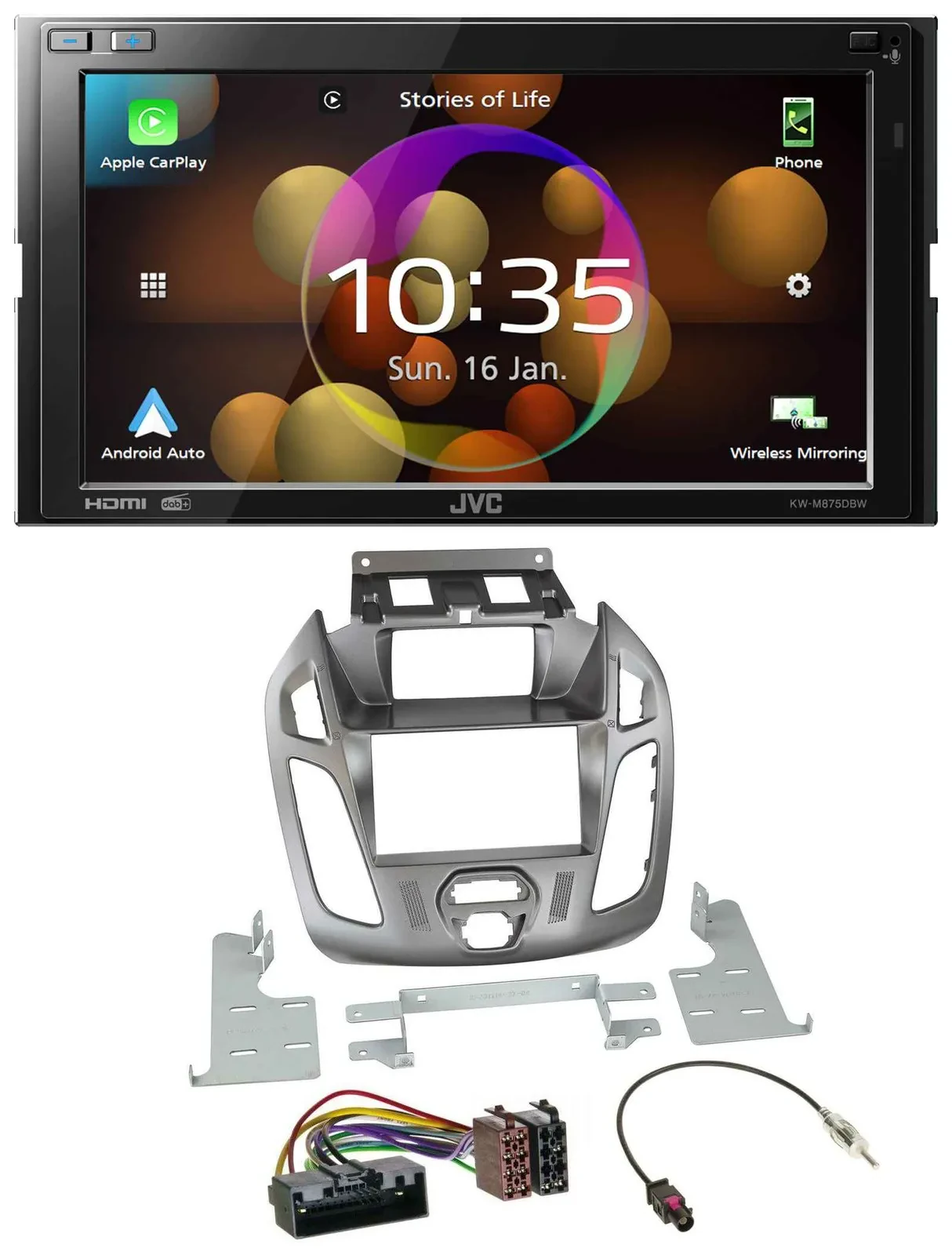 JVC DAB MP3 2DIN Bluetooth USB Autoradio für Ford Transit 12-18 Display Connect