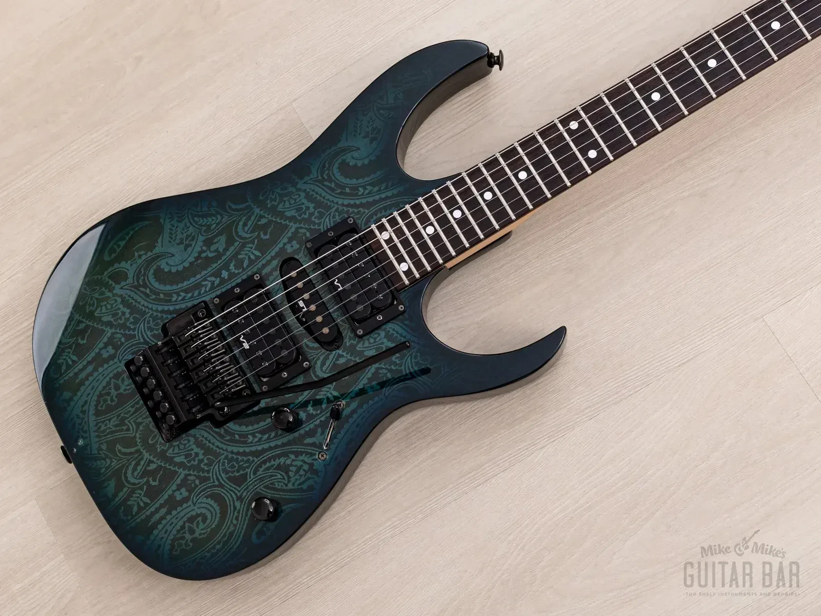 1990 Ibanez RG570 HSH Blue Paisley Non-Catalog Finish, Japan Fujigen