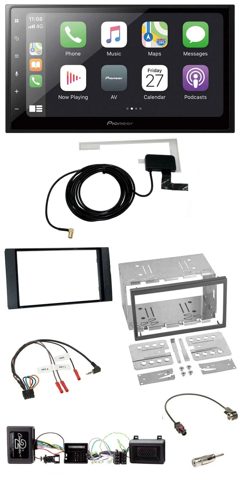 Pioneer USB Lenkrad 2DIN Bluetooth DAB Autoradio für Ford Kuga 2008-12 schwarz