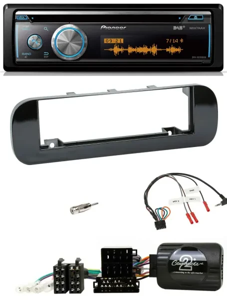 Pioneer Lenkrad DAB USB CD Bluetooth Autoradio für Fiat Panda 12-20 schwarz glän