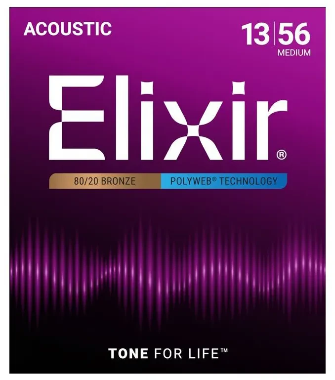 Струны для акустической гитары Elixir Polyweb 11100 13-56, бронза