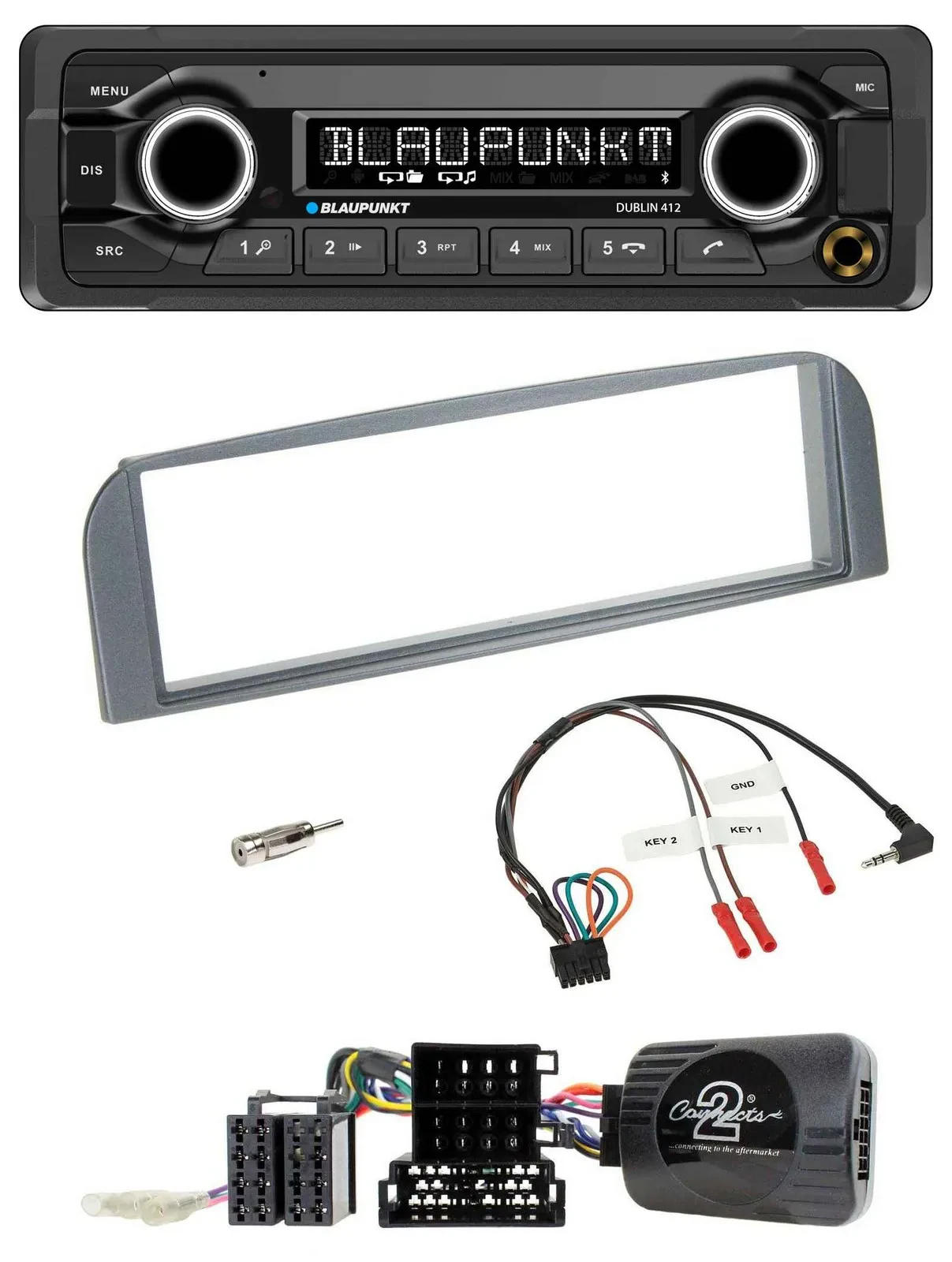 Blaupunkt MP3 Bluetooth USB Lenkrad Autoradio für Alfa 147 GT 2007-2010 anthrazi