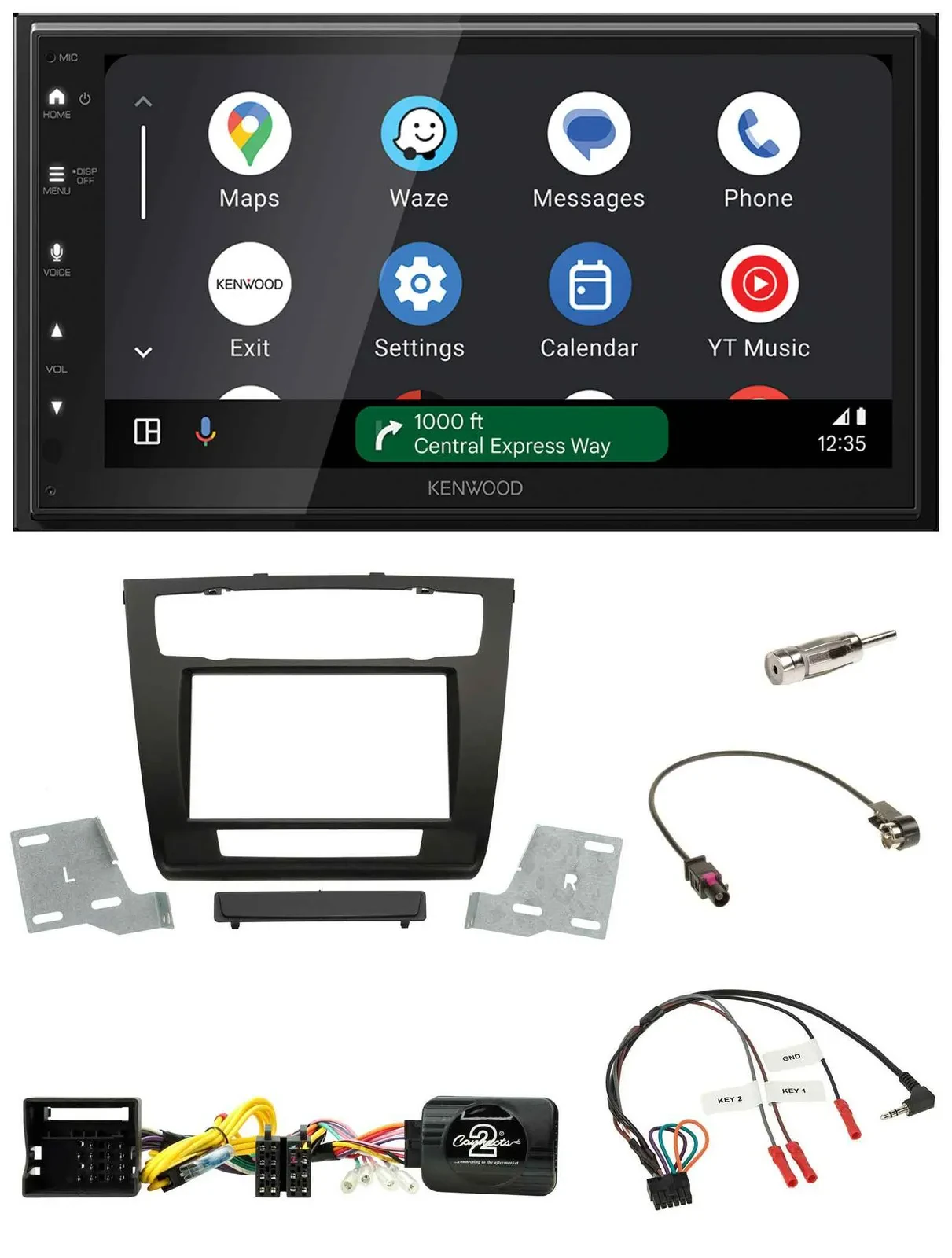 Kenwood DAB Bluetooth USB Lenkrad 2DIN Autoradio für BMW 1er aut. Klima E81/E82/