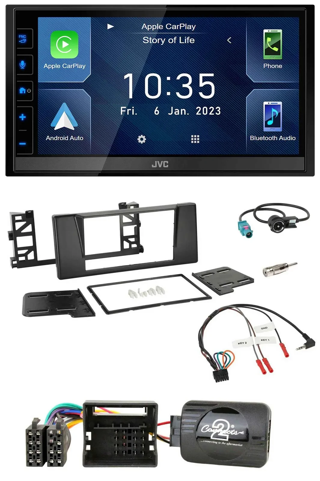 JVC DAB Bluetooth Lenkrad USB 2DIN Autoradio für BMW 5er E39 01-04 Aktivsystem