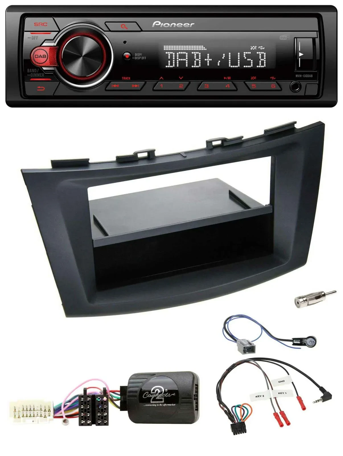 Pioneer MP3 1DIN DAB USB Lenkrad Autoradio für Suzuki Swift Sport ab 2011 schwar