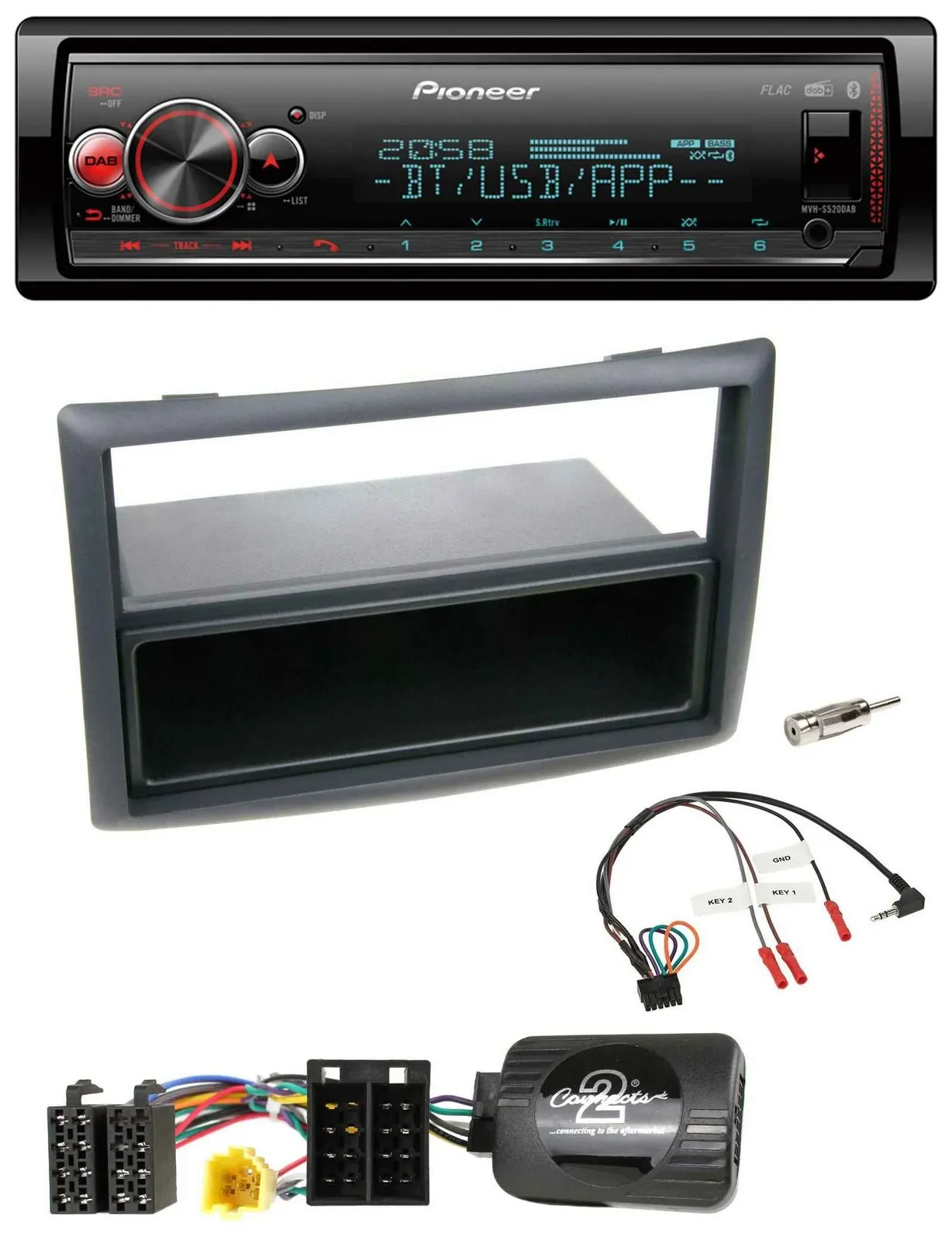 Pioneer Bluetooth USB Lenkrad DAB Autoradio für Renault Megane 2007-2008 schwarz