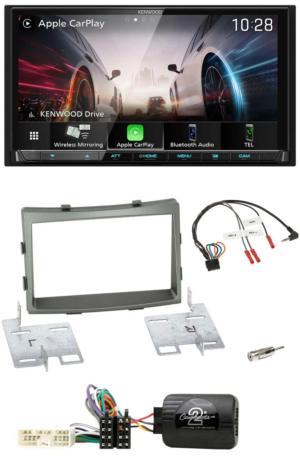 Kenwood Lenkrad 2DIN USB DAB Bluetooth Autoradio für SSangYong Rodius ab 2013