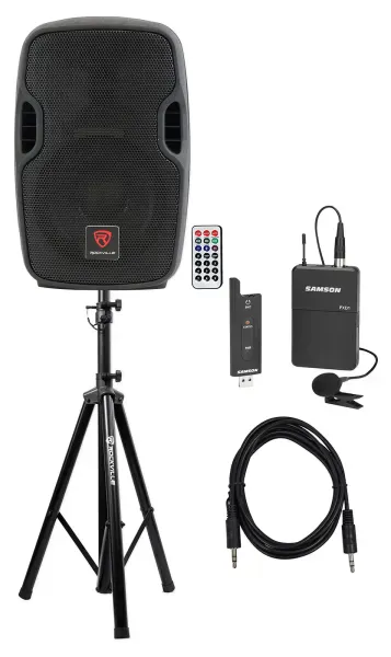 Rockville 8" Church/School Audio Visual Speaker Sound System w/ Lavalier Mic