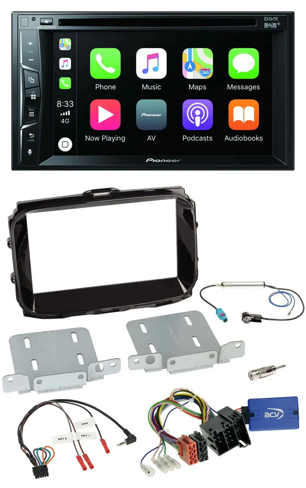 Автомагнитола для Alfa Romeo Giulietta Pioneer 2-DIN USB DVD Bluetooth DAB