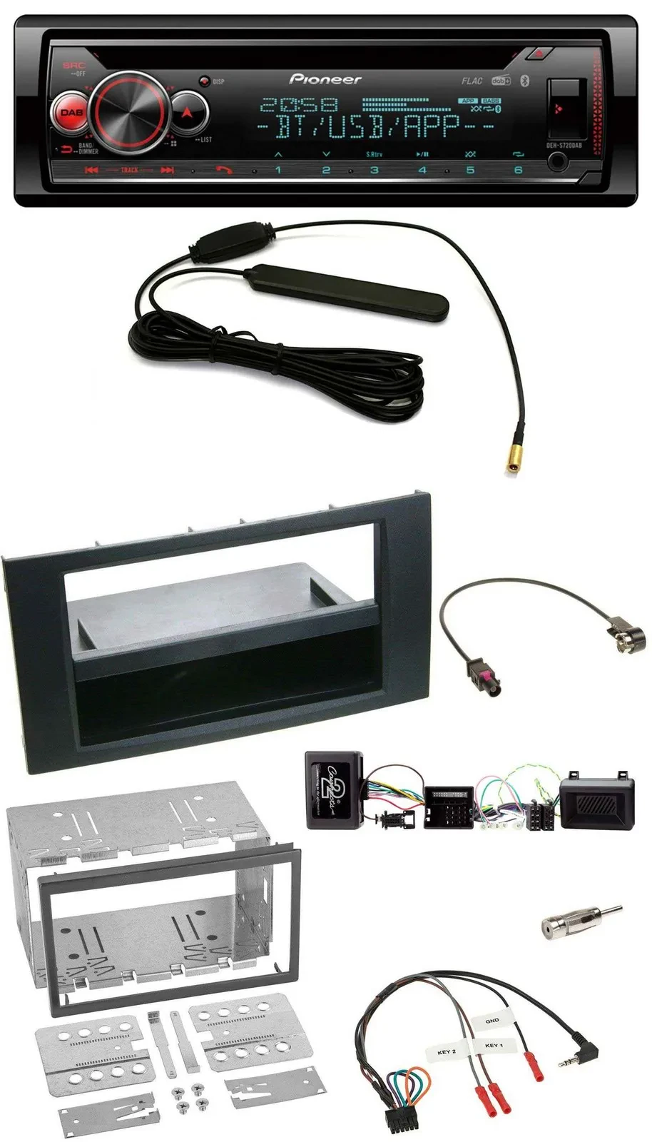 Автомагнитола для Ford Kuga 2008–2012 Pioneer USB, DAB, Bluetooth, CD, чёрная