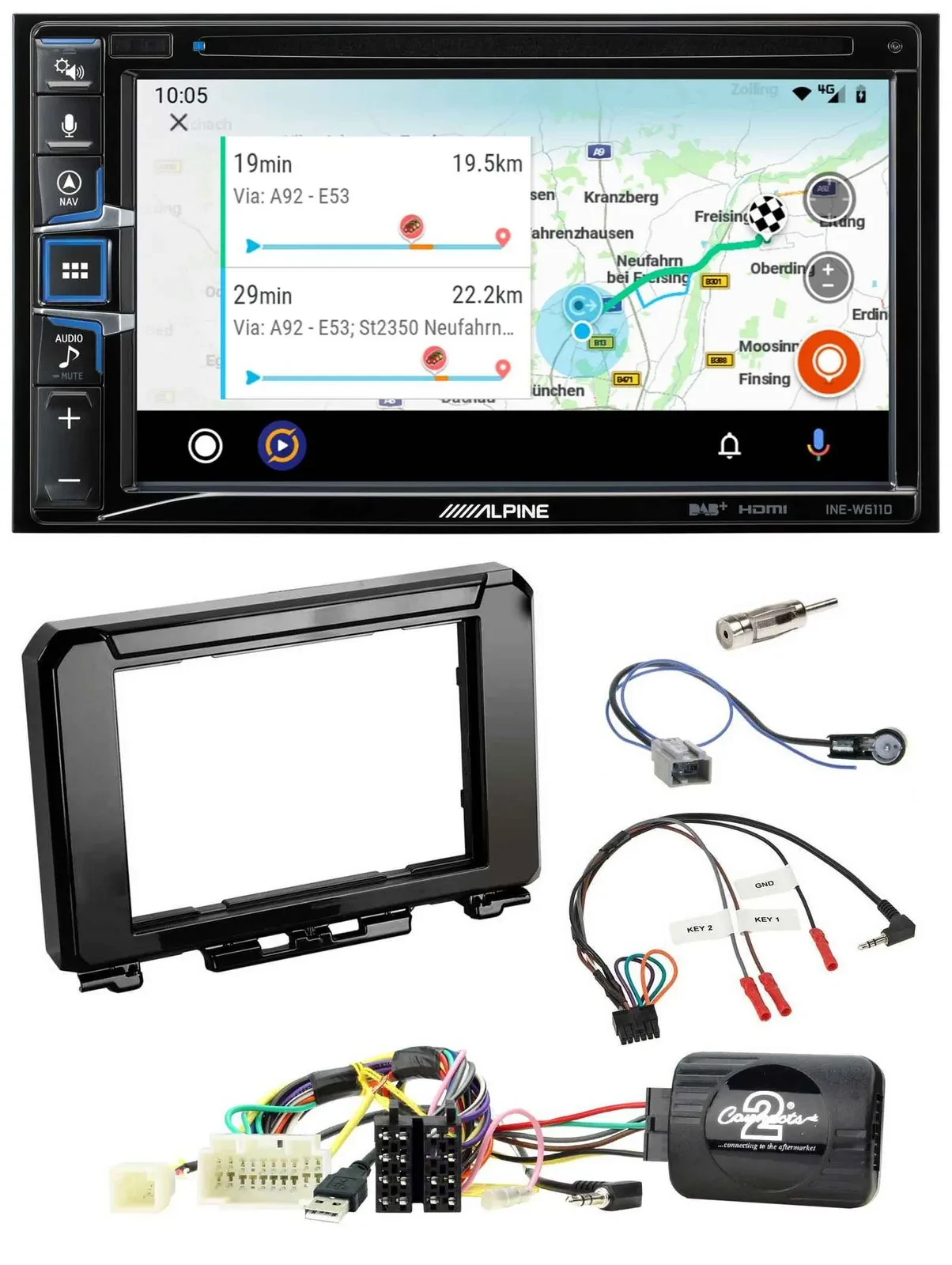 Alpine Bluetooth TMC USB DAB 2DIN Lenkrad Navigation für Suzuki Jimmny GJ ab 201