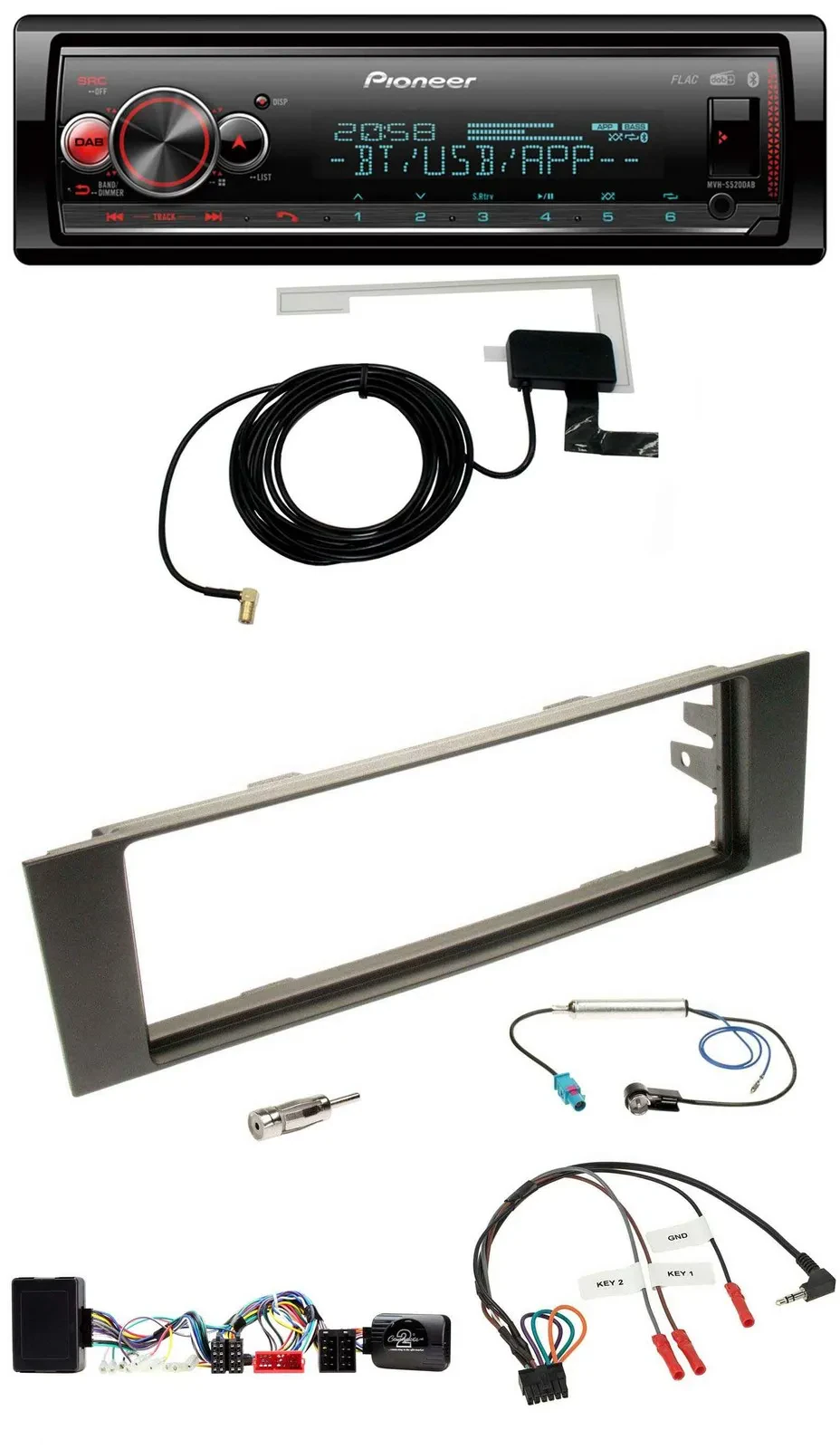 Pioneer Bluetooth DAB USB Lenkrad Autoradio für Audi A3 03-06 vollaktiv